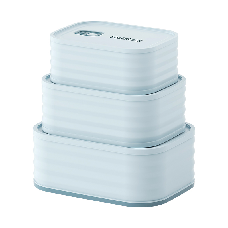 乐扣乐扣（LOCK&LOCK）家用品新活力不锈钢保鲜盒3件套LCB918BLUS3FU（单位：套） 天蓝色